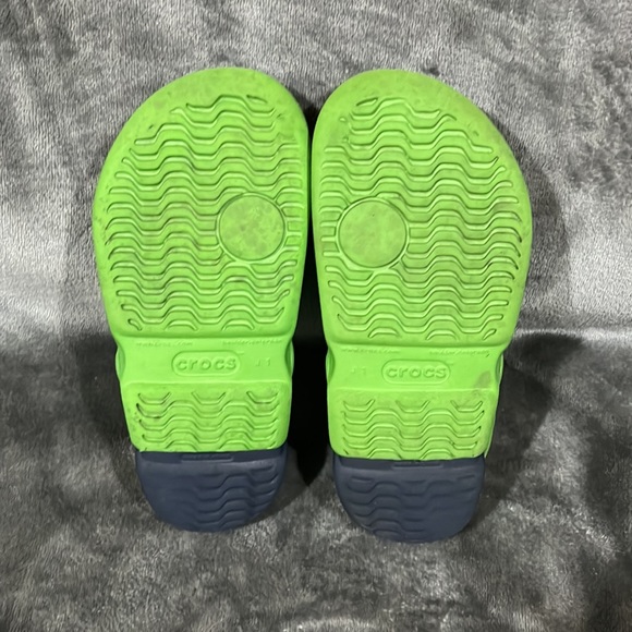 Crocs Electro II Clogs Kids Sz J1 Green/Navy GUC - Picture 5 of 5